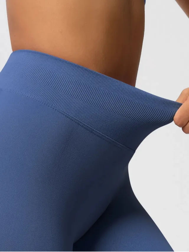 Sexy High Elastic Women's Solid Tights High Waist Workout Yoga Leggings, Scrunch Butt Lifting Elastic Pants, Tummy Control Butt Lifting Workout Yog... Navy - Shop at LoveMi