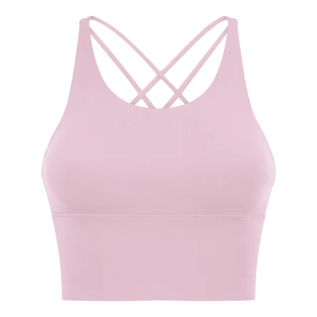 Backless Fitness Bra Small Suspenders Solid Color Pink - Shop at LoveMi