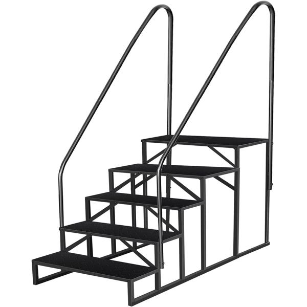 5 Step Ladder With Handrail, Swimming Pool Ladder Above Ground, 660 Lb Load Capacity RV Steps With Anti-Slip Panel, Mobile Home Stairs For Reaching And Getting High