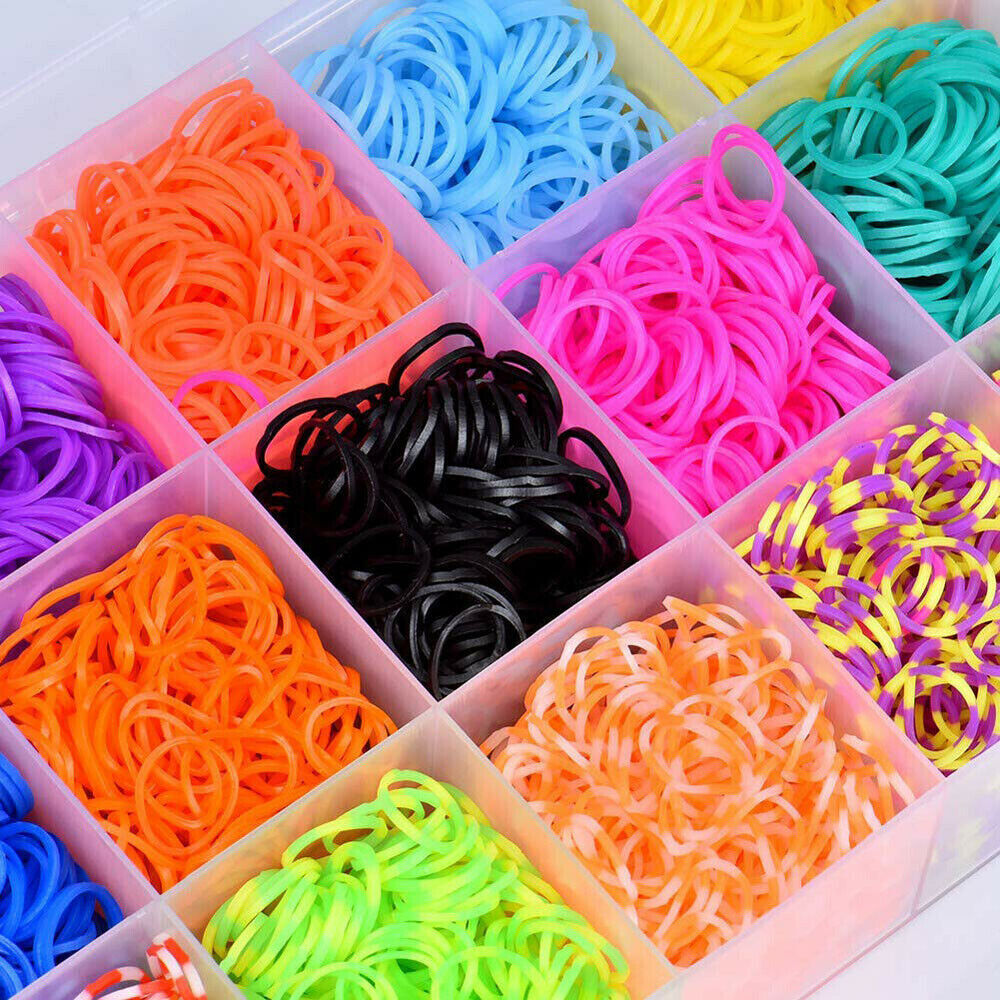 15000Pcs Kit Box Rubber Loom Bands Children Mult-color Make Woven Bracelet DIY 7