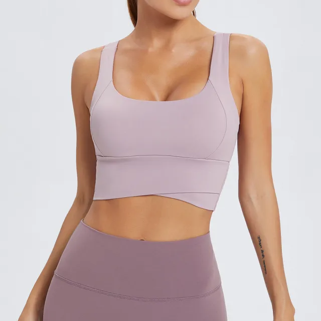 Nude Sling Yoga Sports Underwear Women's Fitness Shockproof Beautiful Back Running Sports Bra Purple - Shop at LoveMi