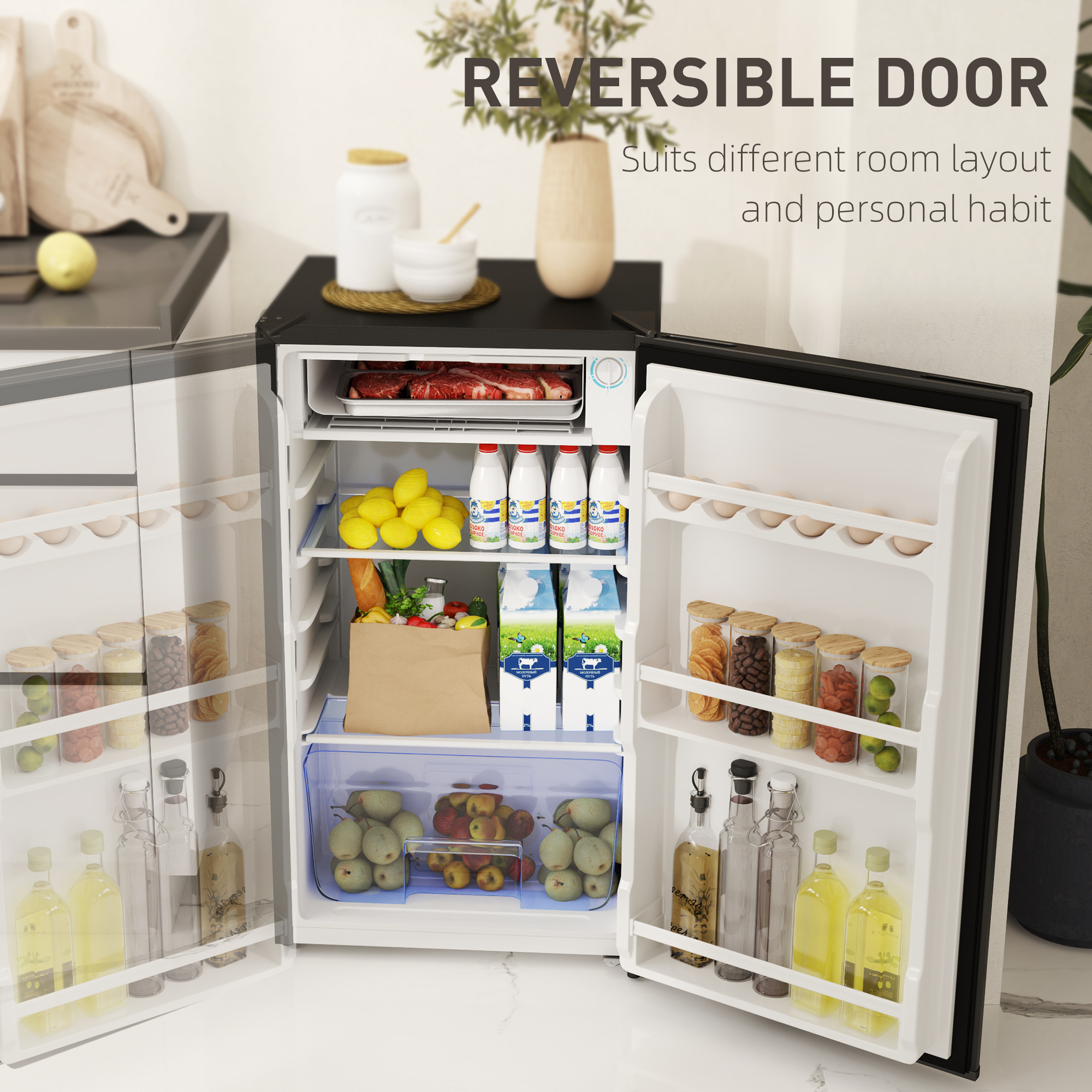 91 Liter Independent Under Table Refrigerator With Lock -black — image 3