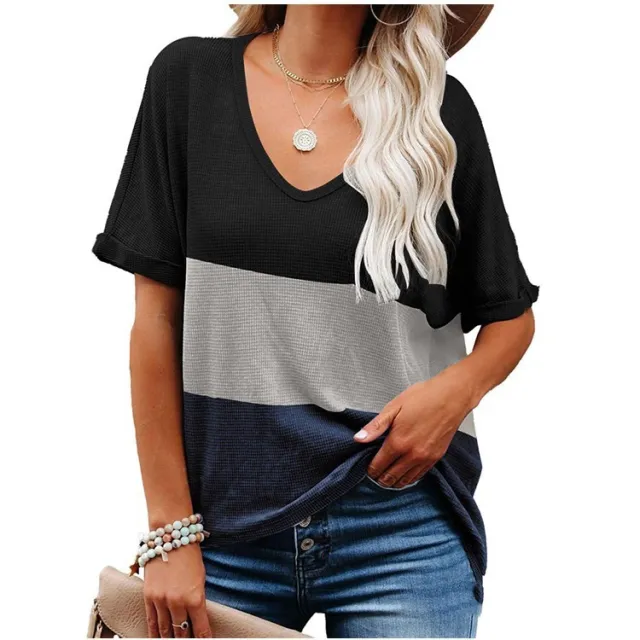 Fashionable Women's Color Matching Pullover Short Top Dark Blue - Shop at LoveMi