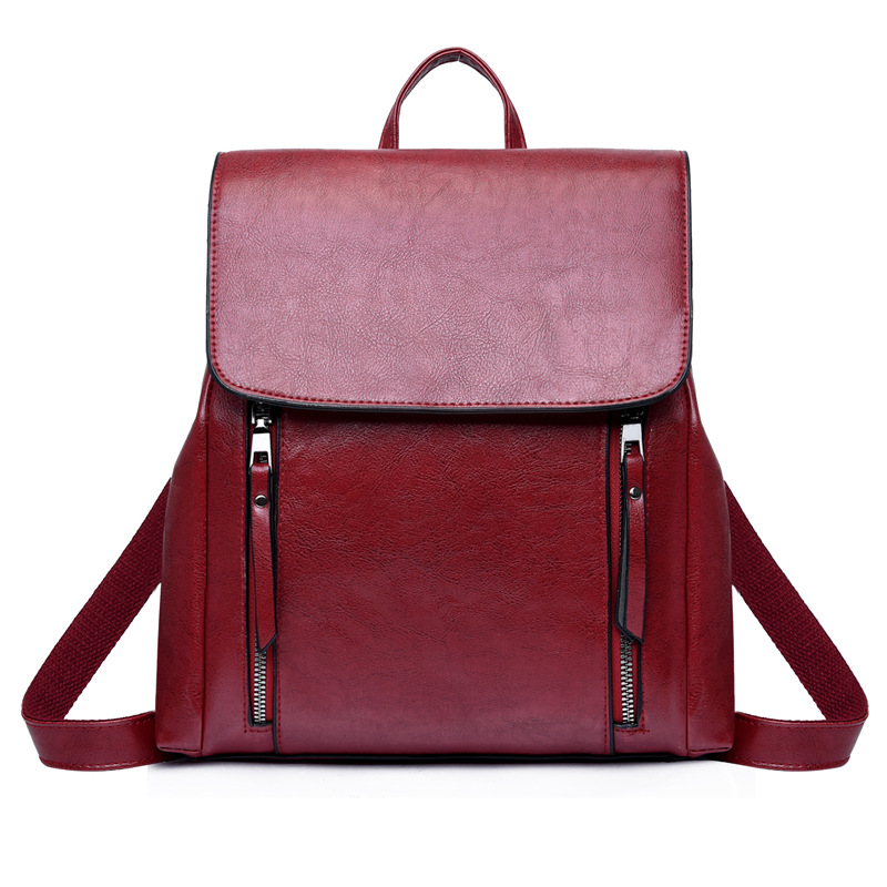 New Women's Bag Fashion Oil Wax Backpack