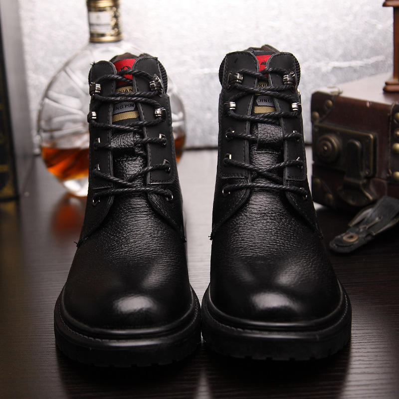 Title 4, Leather warm non-slip and fleece Martin boots