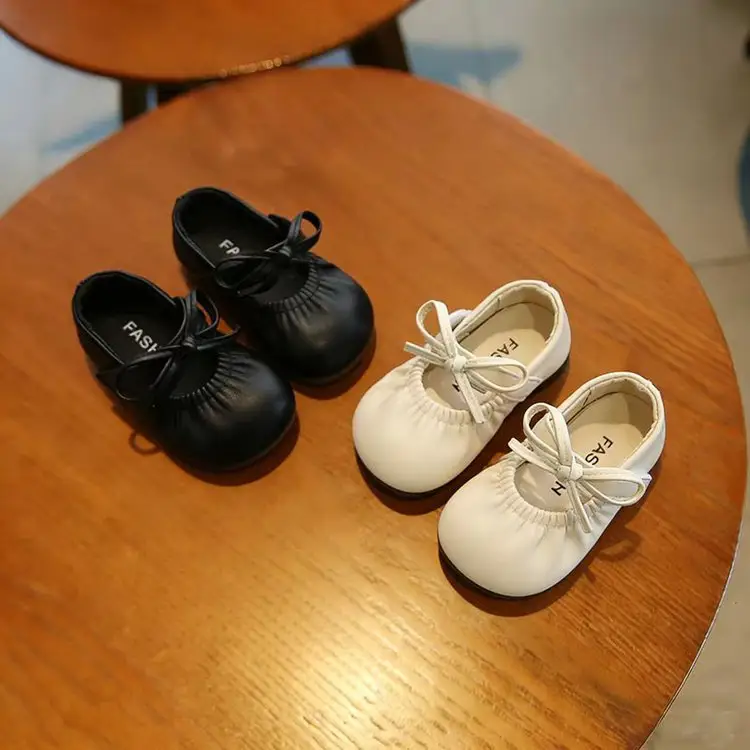 Girls' Single Shoes, Small Leather Velcro, Children's