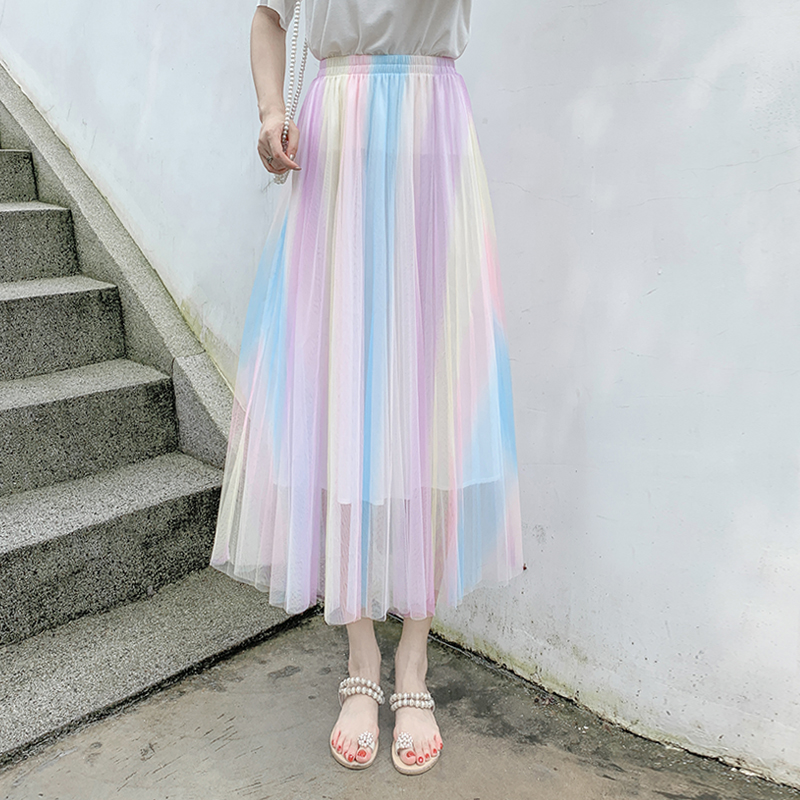 Rainbow Mesh Skirt Gradient