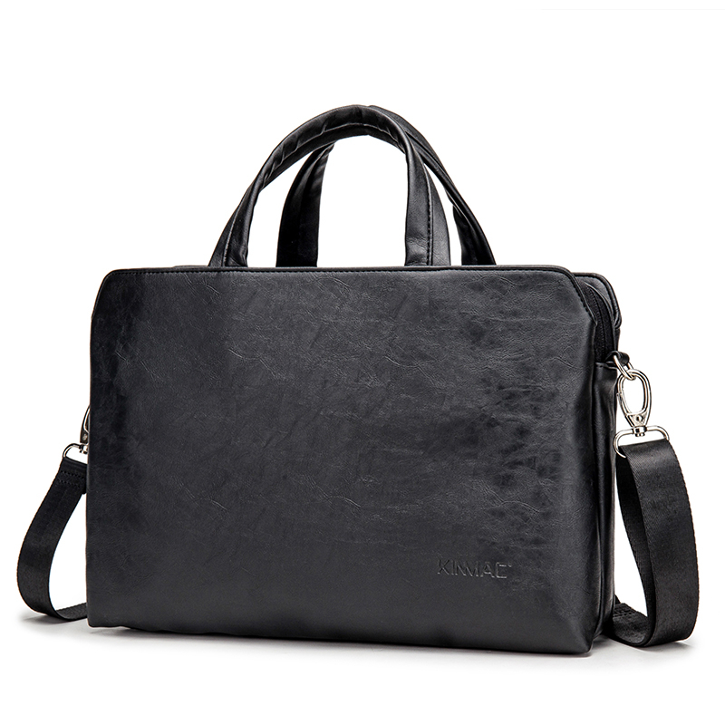 Handheld One Shoulder Business Notebook Leather Briefcase Black - Shop at LoveMi