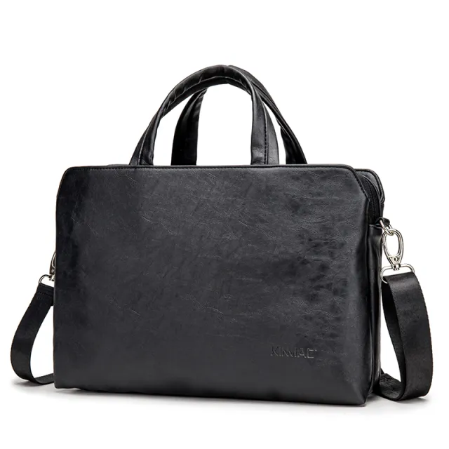 Handheld One Shoulder Business Notebook Leather Briefcase Black - Shop at LoveMi