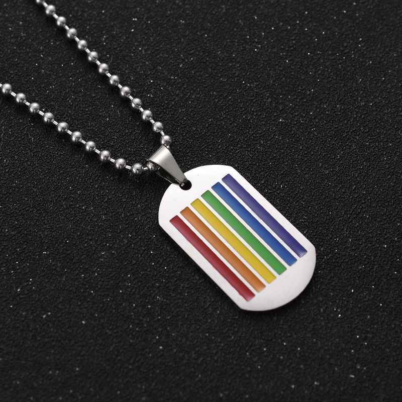 Rainbow Six-color Personalized Necklace Stainless Steel Pendant Men's Hip Hop