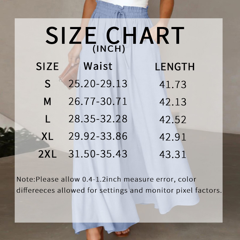 Women's High Waist Wide Leg Pants Elastic Drawstring Casual Loose Flowy Trousers With Pockets