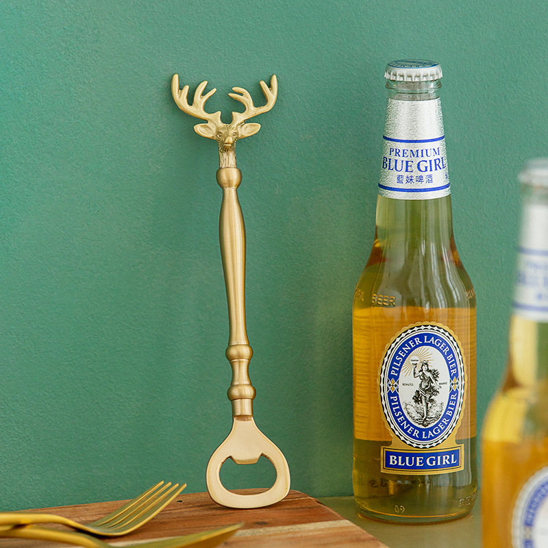 Home vintage brass opener deer head (gold)