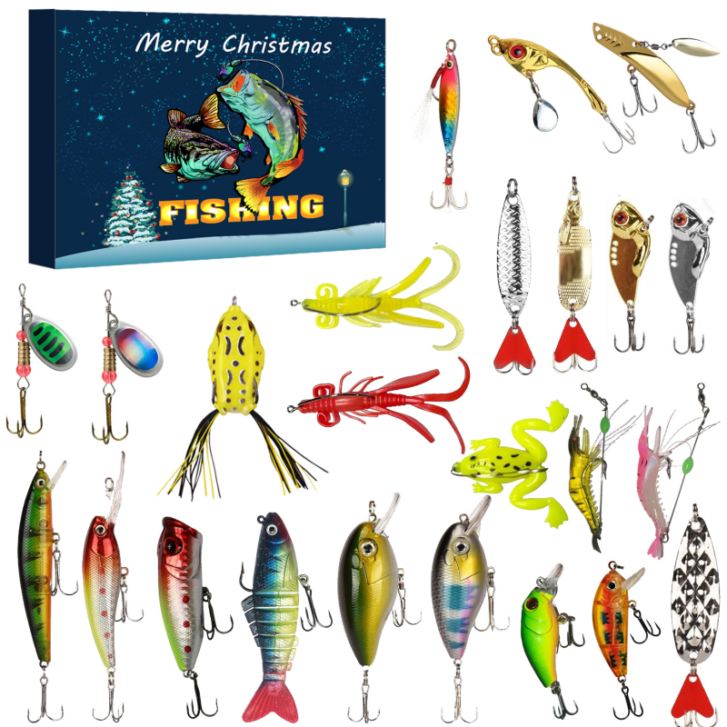 Christmas Countdown Calendar - 24 Day Fishing Lure Set For Adult Men And Teenage Boys - Christmas Surprise Gift