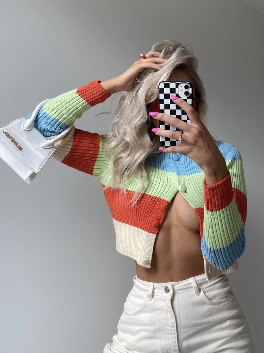 Spring And Autumn Wear Thin Coat Sweater Stripes