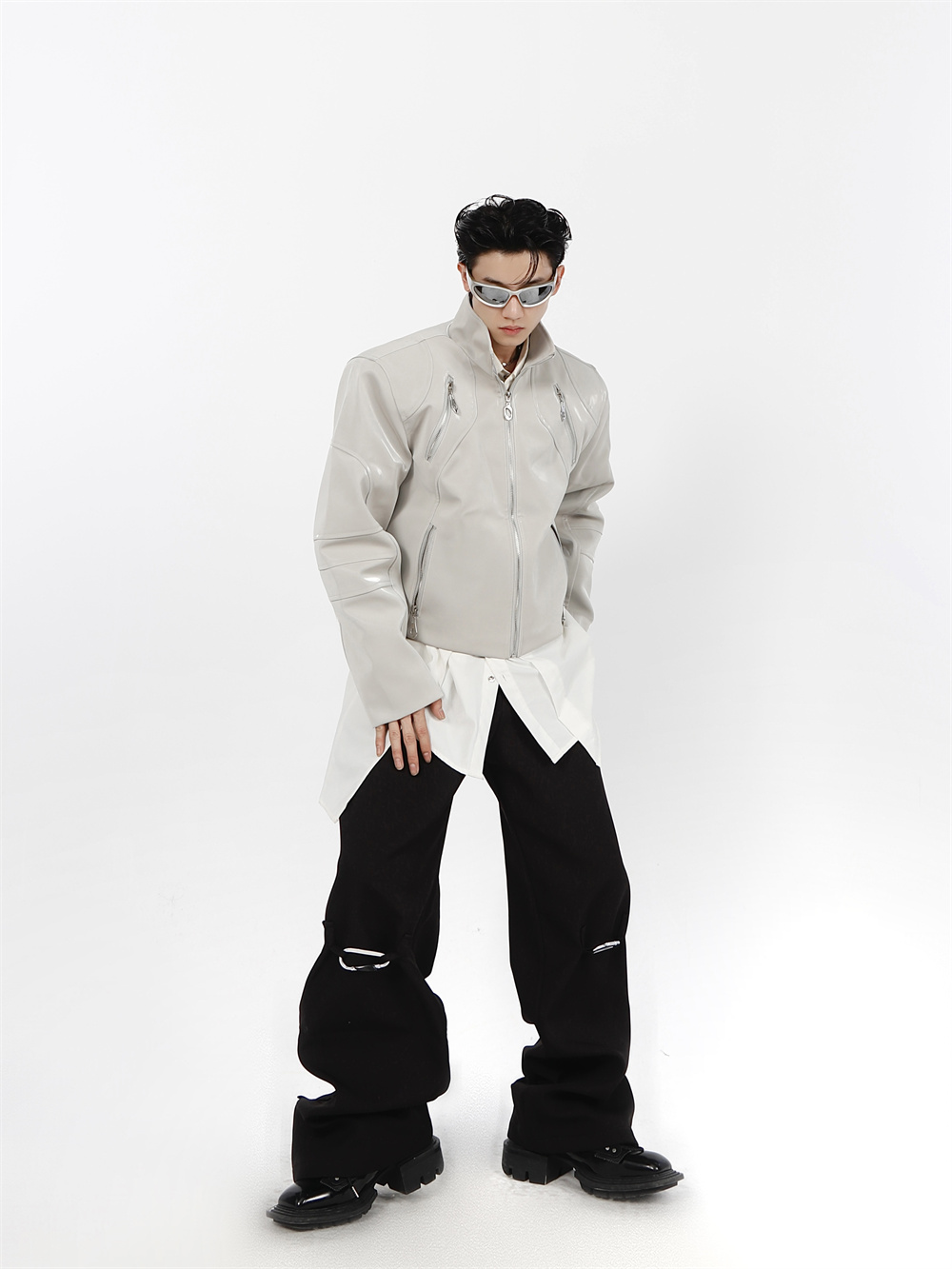 Niche Shiny Stand Collar Jacket