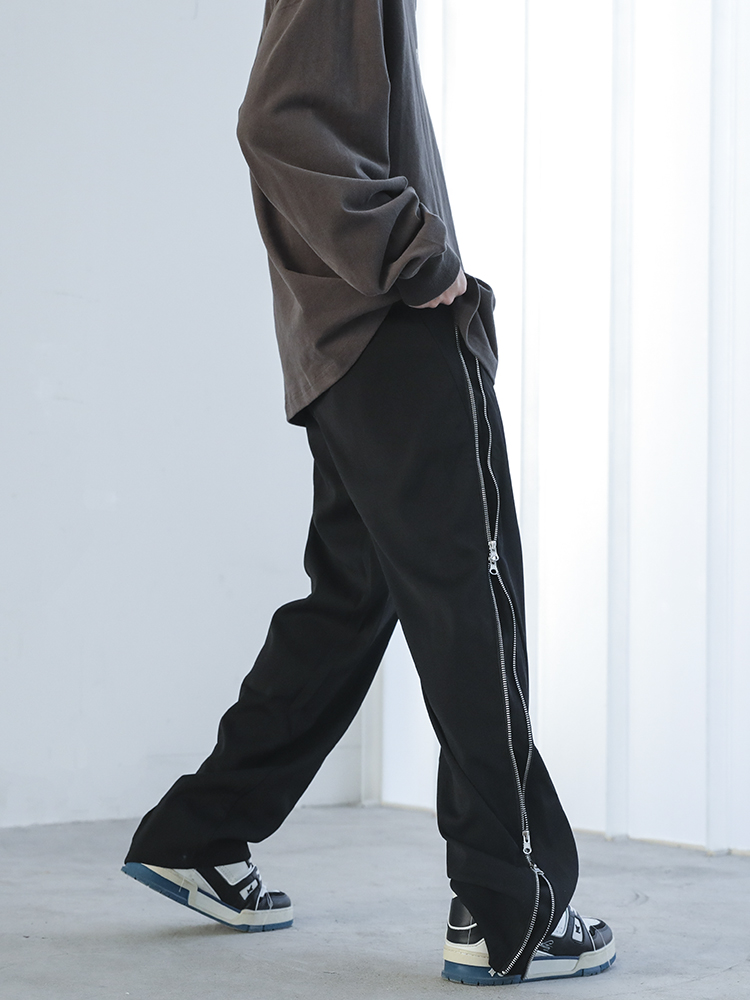 Three-dimensional Tailoring Side Zipper Straight Fall Trousers Men
