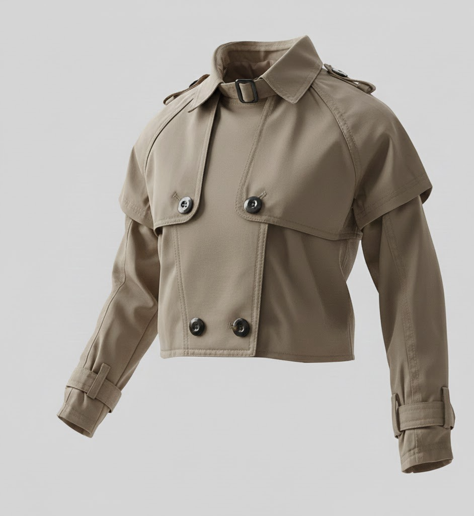 Girls Cropped Trench Jacket Lightweight Short Coat Spring Summer Age 4-14Y — image 7