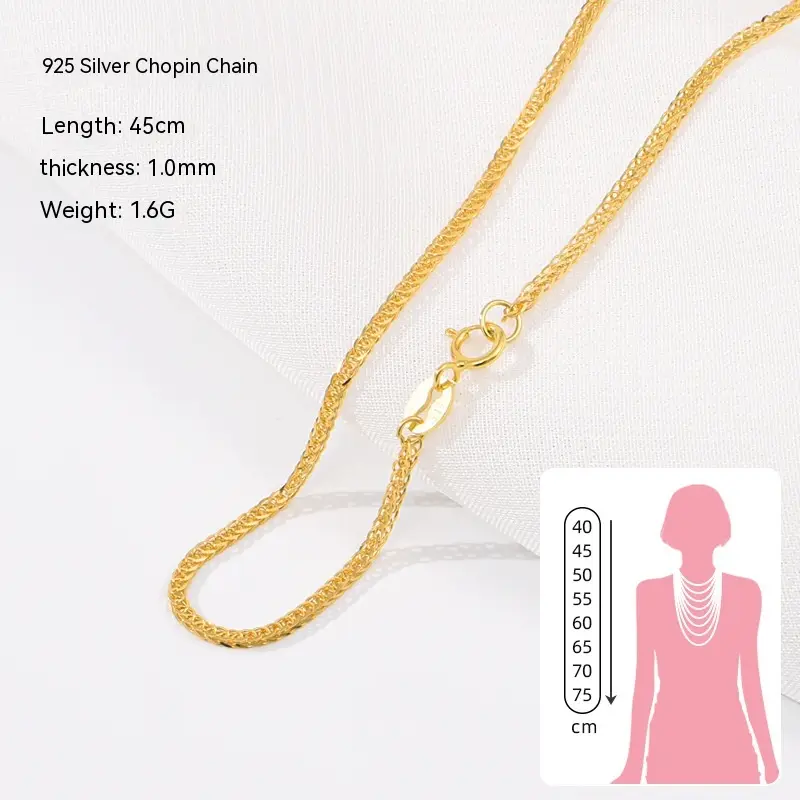 925 Sterling Silver Necklace For Women 18K Gold