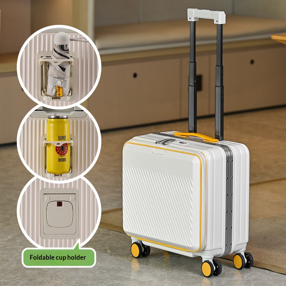 18 Inch Front Open Boarding Case, Contrasting Color Travel Suitcase, 19 Open Box, Leather Suitcase, Multifunctional Suitcase
