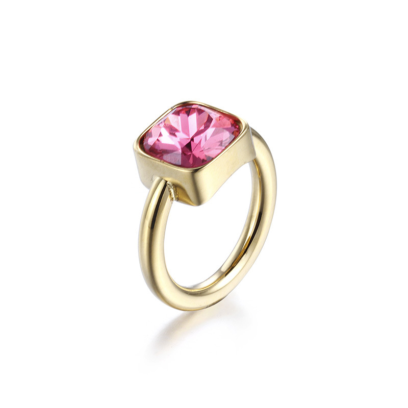 Multicolor Zircon Ring Wholesale Fashion Titanium Steel Ladies Jewelry