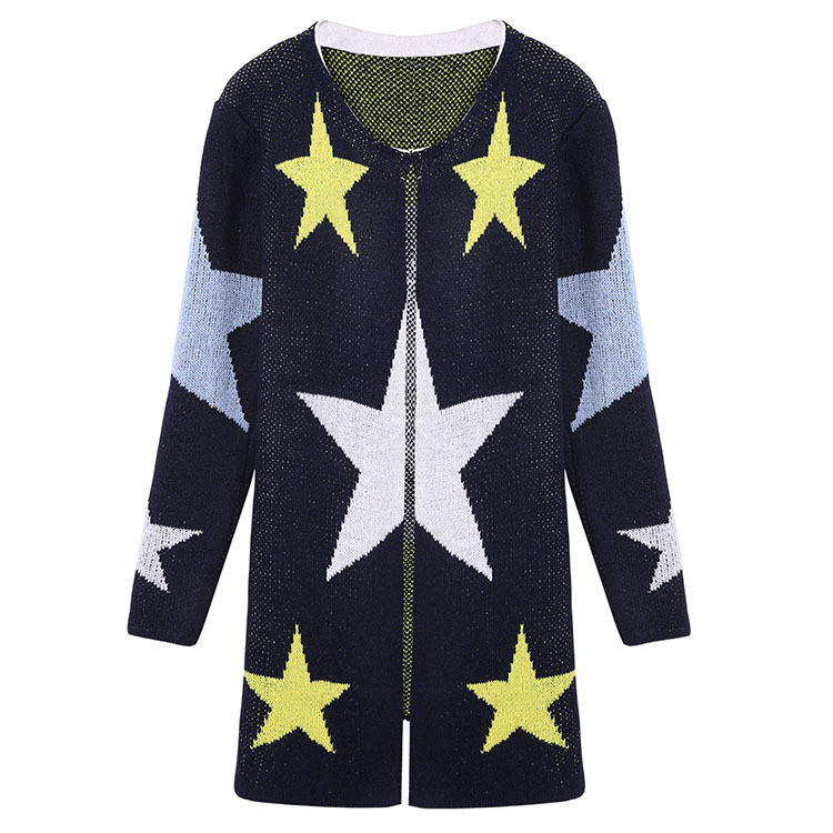 Loose Big Five-pointed Star Plus Size Sweater Coat Women