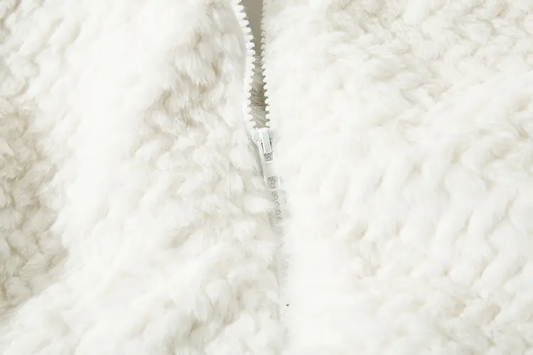 Embroidered Cartoon Lambskin Plus Fleece Thick Zipper Jacket