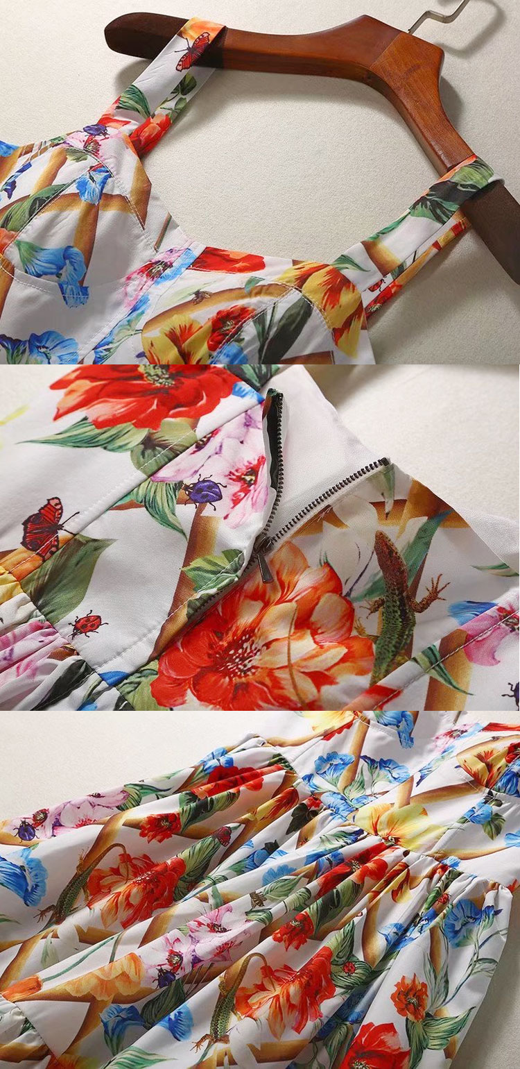 Self-cultivation Medium And Long Print Dress Girl