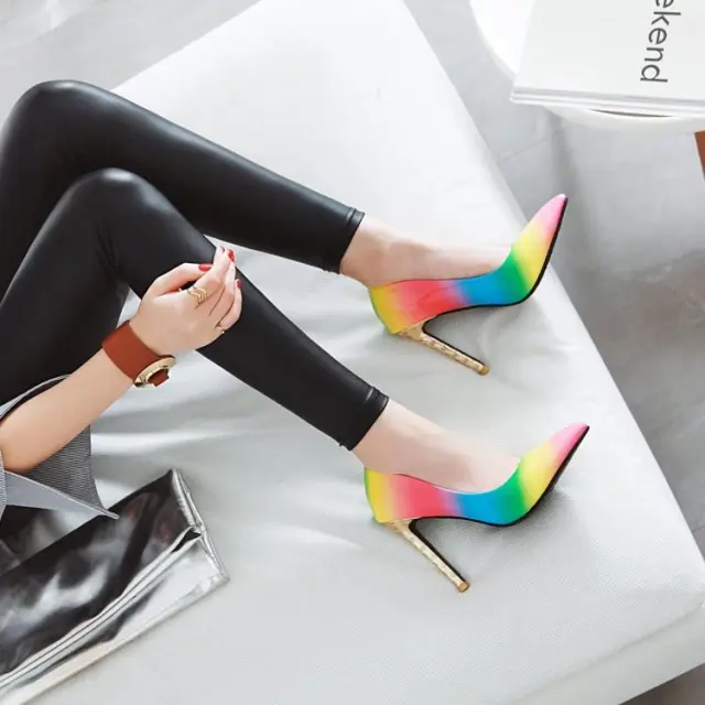 Rainbow Low Top Pointed Toe Adhesive Shoes Pink - Shop at LoveMi
