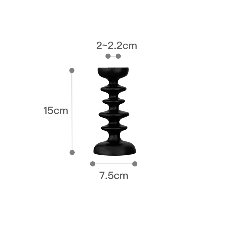 Title 8, Black Geometric Solid Wood Shaped Candlestick D...