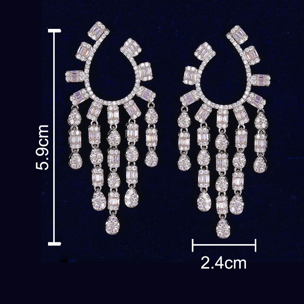 Title 3, Female Niche Design Exaggerated Tassel Zircon E...