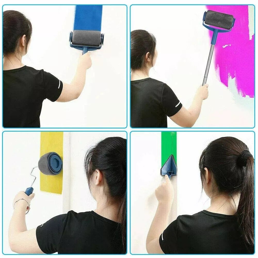 8PCS Paint Roller Kit Home Wall Ceiling Handle Decorating Tool Runner Brush Set — image 4