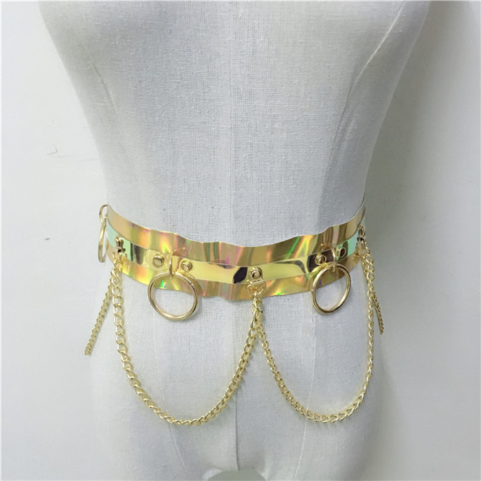 Laser Belt Leather Chain Waist Female
