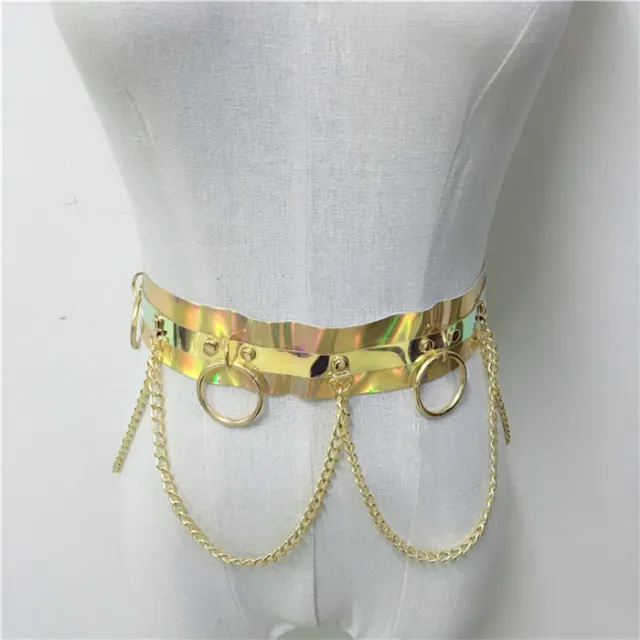 Laser Belt Leather Chain Waist Female Gold - Shop at LoveMi