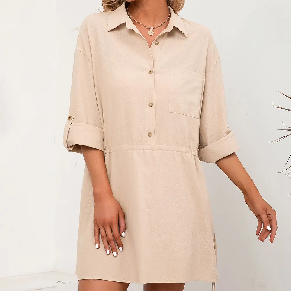 Women's Casual Loose Mid-length Shirt Dress