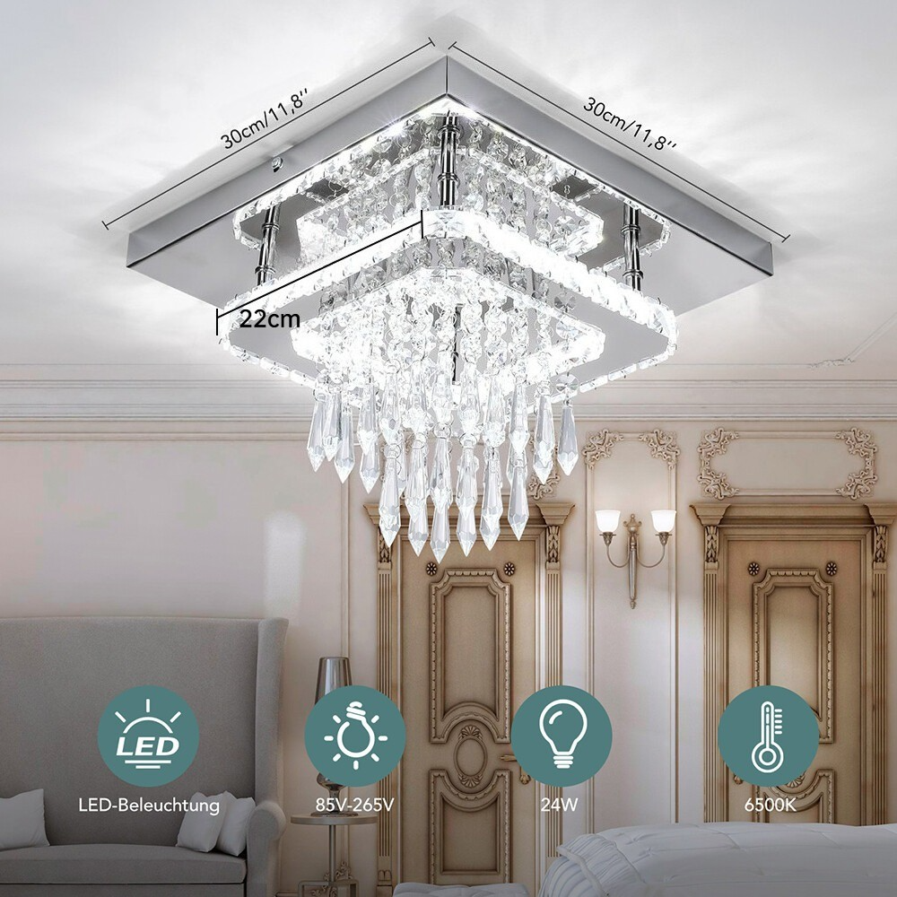 30CM Modern LED Crystal Ceiling Light Square Minimalist
