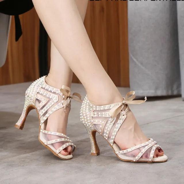 Fashion Lace Up Mesh Latin Dance Shoes Skin Colour 34 - Shop at LoveMi