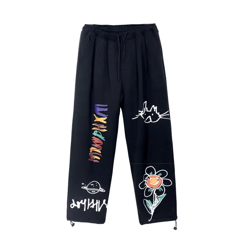 Men's Straight Print Autumn And Winter Casual Trousers
