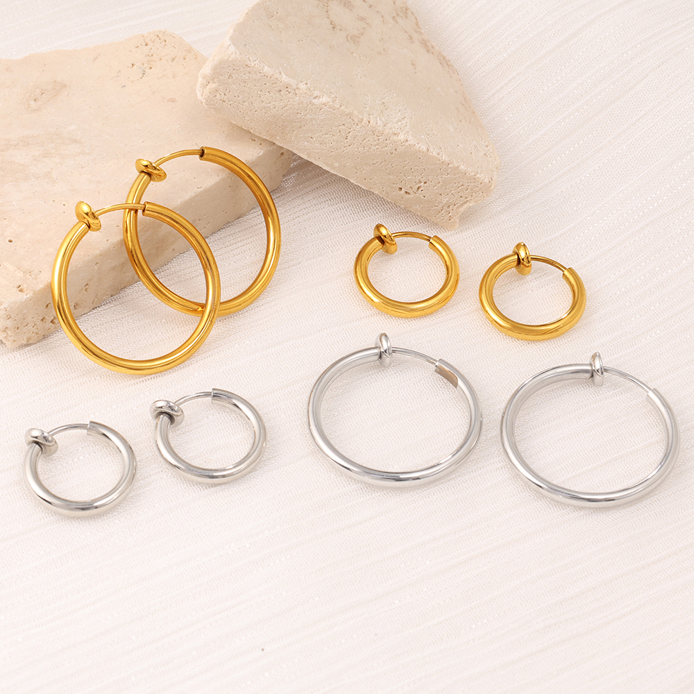Retro Minimalist Geometric Round Earrings, Versatile And Unique Smooth Round Ear Cuffs thumbnail 1