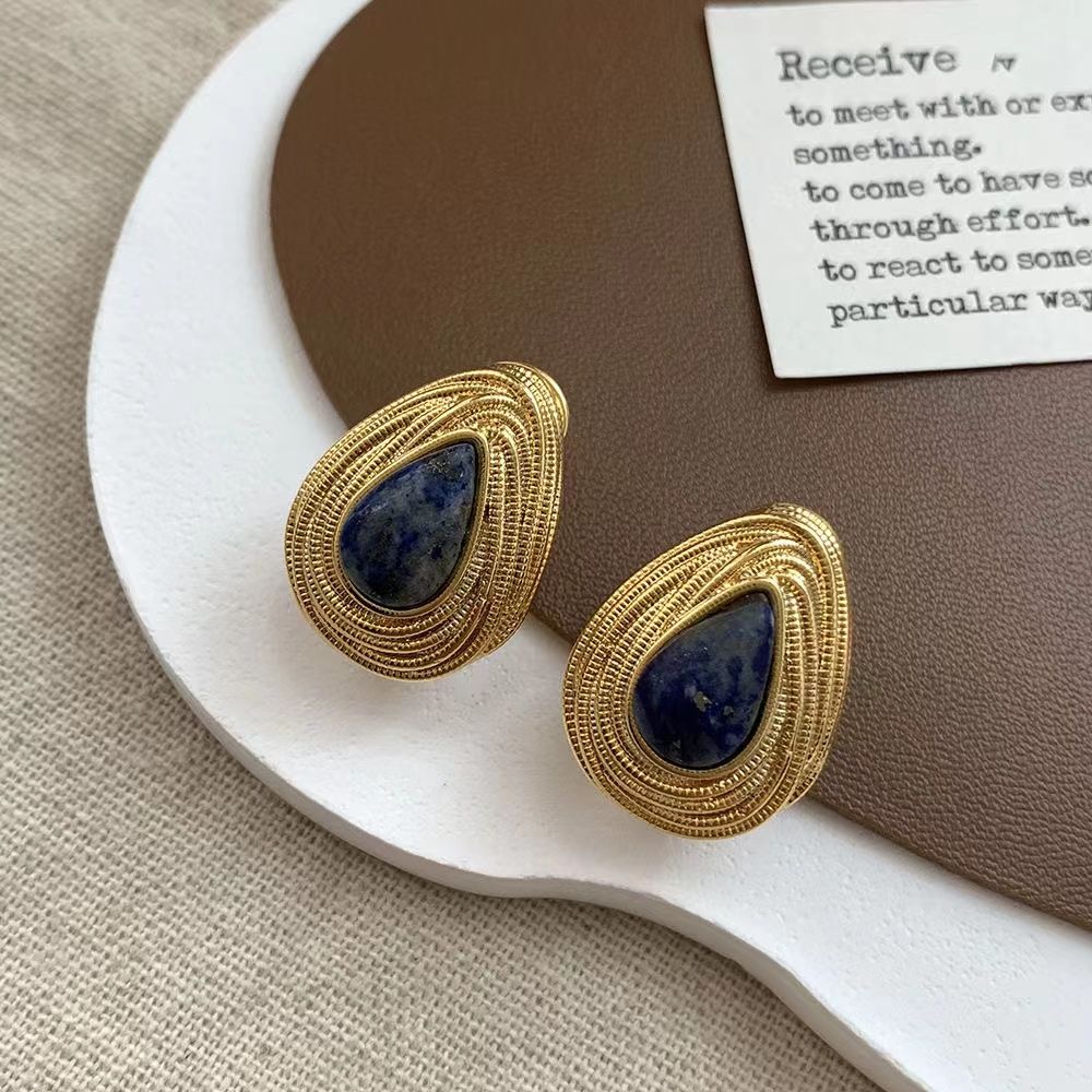 925 Silver Post Waterdrop Vintage Earrings. Niche Design With High-end Texture, Classic French Retro Style, Also Available As Metal Ear Cuffs.