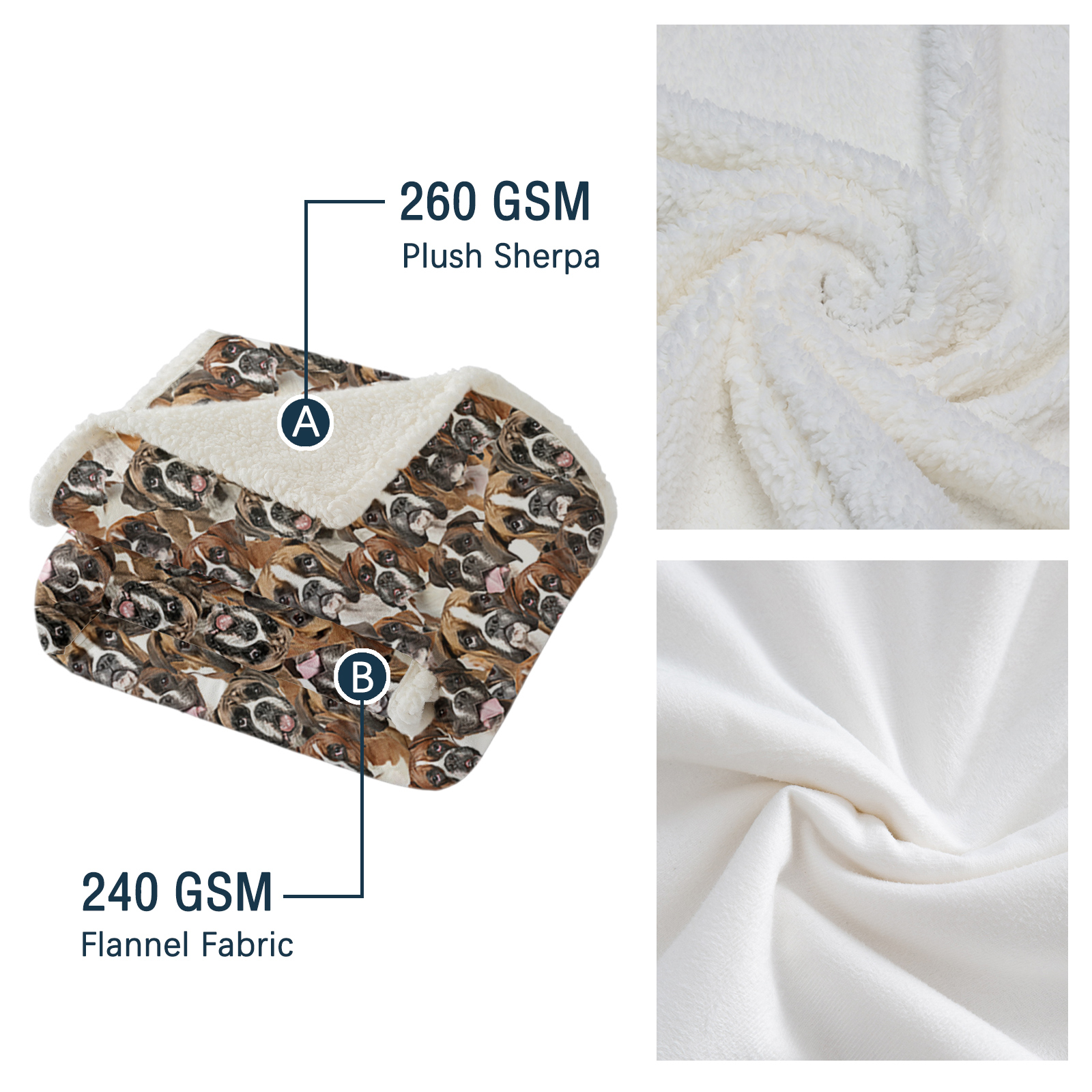 Boxer Blankets Super Soft Fuzzy Dogs Blanket For Kids Adults Cute Puppy Fleece Blanket Reversible Animal Brown Sherpa Throw Thick Lightweight Cozy Plush Blankets 4