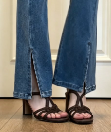 Women French Vintage Woven Cutout Ankle Strap Block Heel Sandals, Roman Style Open Toe High Heel Shoes Summer product image