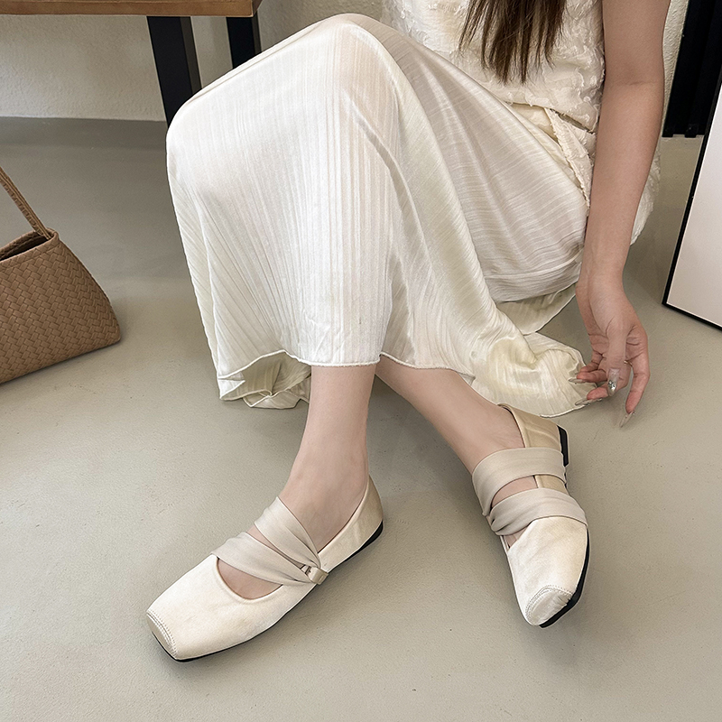 Satin Cross Strap Ballet Flats, picture 3 of 4