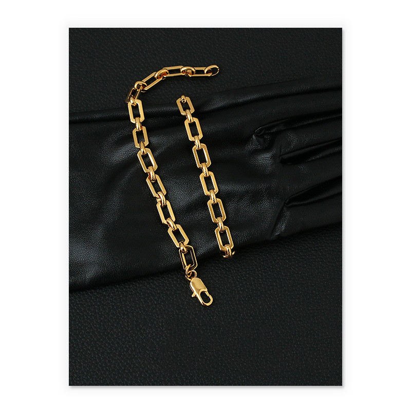 European And American Wild Texture Ins Cold Wind Net Red Gold Thick Chain Bracelet