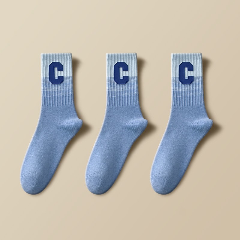 Letter Women's Winter Cotton Medium Socks