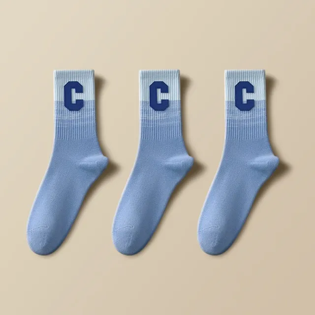 Letter Women's Winter Cotton Medium Socks Blue - Shop at LoveMi