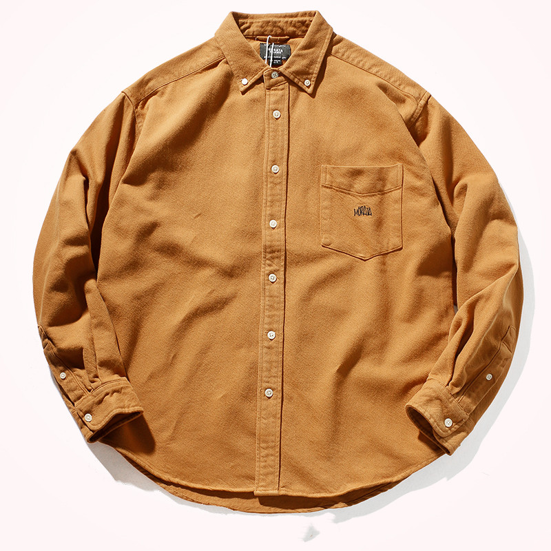Loose Shirt Men's Trend Thickening Heavy Retro Pocket