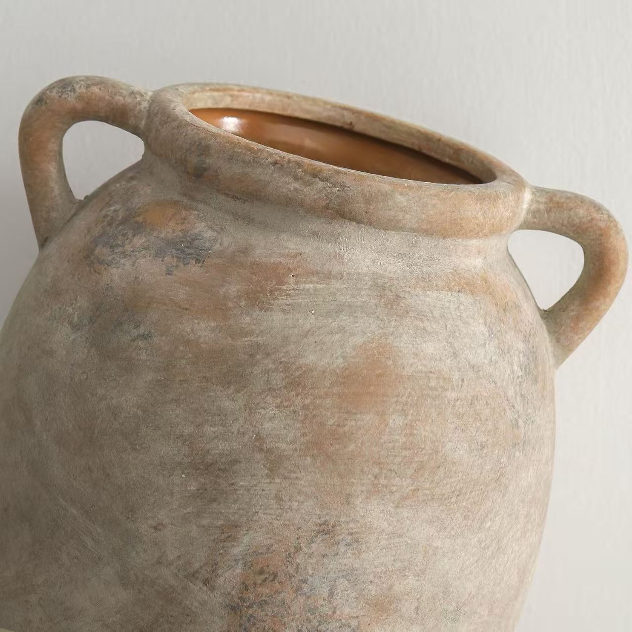 Vintage Ceramic Flower Pot Vase With Handle, Decorative Water Cultivation Jar, Home Decoration Ornament, 1pc Creative Design