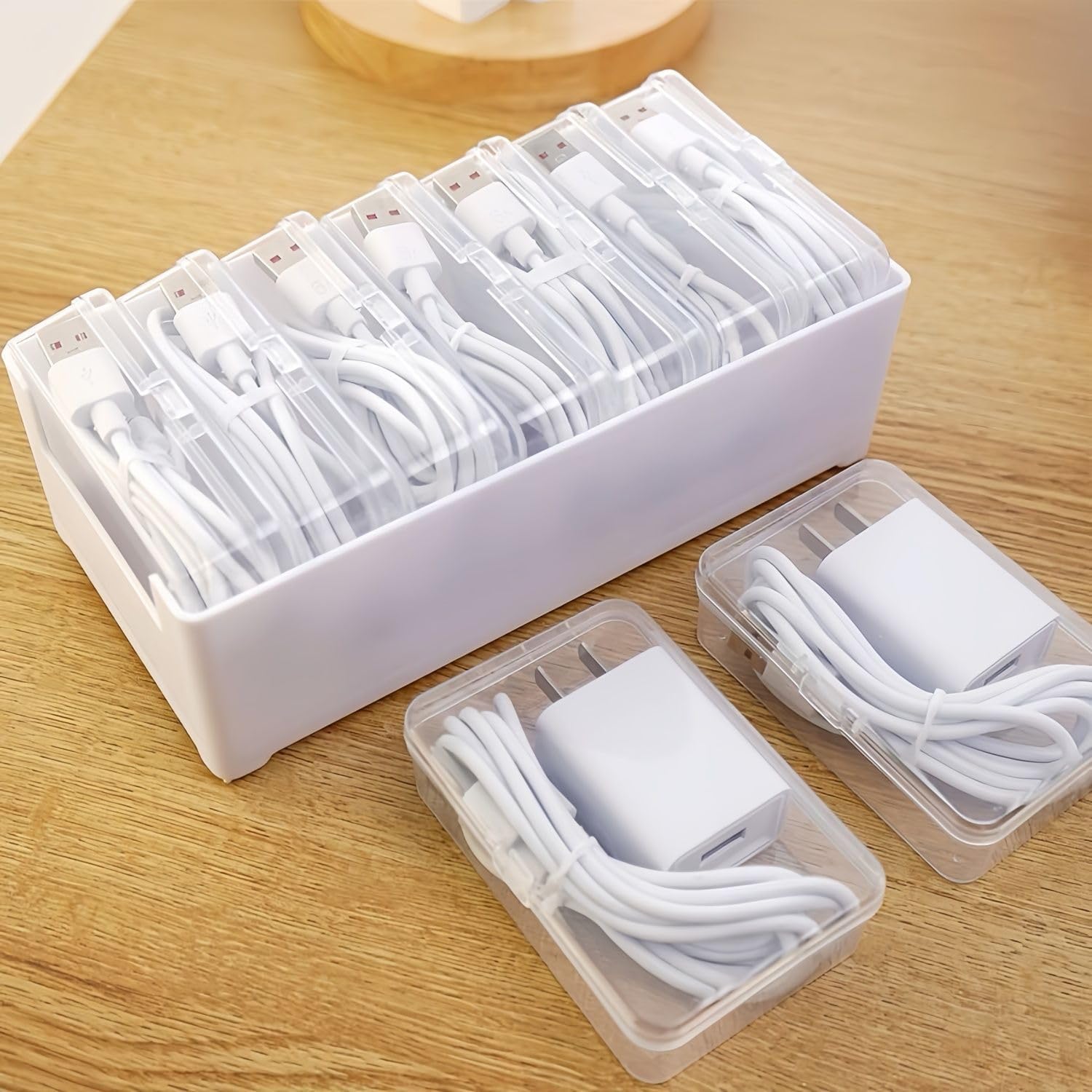7 Case Cable Storage Box With Cable Straps And Label Stickers, Travel Cord Organizer For USB Wires, Chargers And Earphones 3