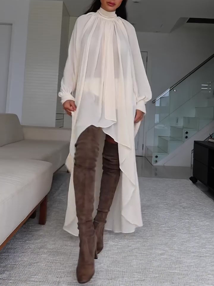 Asymmetric Turtleneck Cape Dress, picture 6 of 6