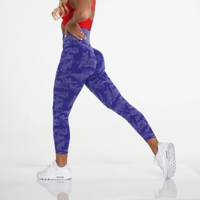 Fashion Snowflake Cropped Camouflage Jacquard Seamless Fitness Yoga Pants Dark Purple - Shop at LoveMi